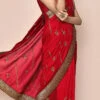 Red Satin Blend Zari Sari Party Wear