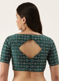 Green Silk Embellished Blouse Party Wear -ZariGrace Shop green silk embellished blouse blspfb138g b