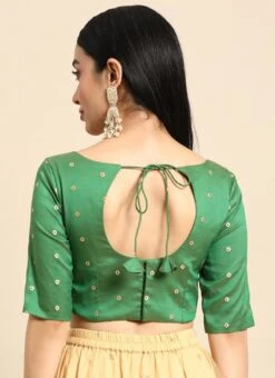 Green Taffeta Blouse Festive Wear -ZariGrace Shop green taffeta blouse BLBS02303768 b