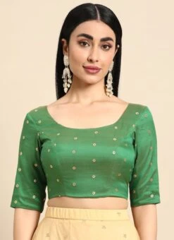 Green Taffeta Blouse Festive Wear -ZariGrace Shop green taffeta blouse BLBS02303768 u