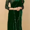 Green Velvet Saree Party Wear -ZariGrace Shop green velvet saree sasprt4574 l
