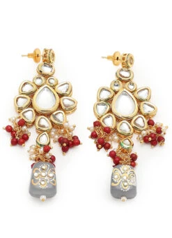 Grey Alloy Kundan Danglers Party Wear -ZariGrace Shop grey alloy kundan danglers ermni221 b
