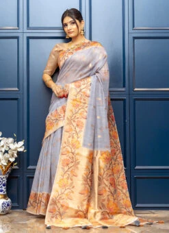 Grey Color Kota Shinny Pallu Work Printed Saree Party Wear 8 Grey Color Kota Shinny Pallu Work Printed Saree Party Wear -ZariGrace Shop grey color kota shinny pallu work printed saree sasrirnk06 u