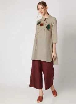 Grey Linen Kurta Palazzo Set Work Wear 8 Grey Linen Kurta Palazzo Set Work Wear -ZariGrace Shop grey linen kurta palazzo set krsdvcsvts27 u