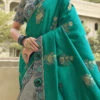 Grey N Green Silk Zari Embroidery Work Half N Half Saree Party Wear -ZariGrace Shop grey n green silk zari embroidery work half n half saree samkns102214059 l