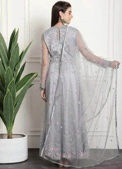 Grey Net Embroidered And Stones Gown Party Wear 9 Grey Net Embroidered And Stones Gown Party Wear -ZariGrace Shop grey net embroidered and stones gown bgwrssls4015 b