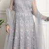 Grey Net Embroidered And Stones Gown Party Wear -ZariGrace Shop grey net embroidered and stones gown bgwrssls4015 l