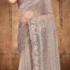 Grey Net Embroidery Stone Work Saree Party Wear -ZariGrace Shop grey net embroidery stone work saree sasunf1734 l