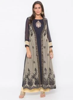 Grey Net Kurta Palazzo Set Party Wear -ZariGrace Shop grey net kurta palazzo set krsmnkc2040a u