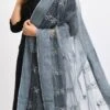 Grey Organza Cotton Chikankari Embroidery Dupatta Work Wear -ZariGrace Shop grey organza cotton chikankari embroidery dupatta dpdmimfd114 l