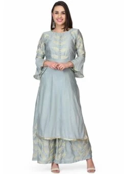 Grey Raw Silk Embroidery Kurta Palazzo Set Party Wear 8 Grey Raw Silk Embroidery Kurta Palazzo Set Party Wear -ZariGrace Shop grey raw silk embroidery kurta palazzo set krskifh99660001151 u