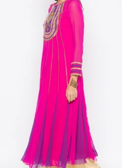 Hot Pink Georgette Embroidered Kurta Palazzo Set After Six Wear
