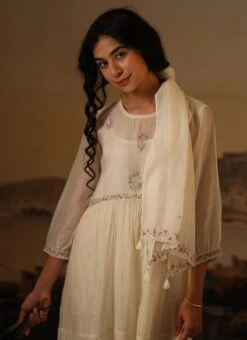 Ivory White Chanderi Silk Embroidered Dupatta Party Wear 9 Ivory White Chanderi Silk Embroidered Dupatta Party Wear -ZariGrace Shop ivory white chanderi silk embroidered dupatta dpbadcssfw03 b