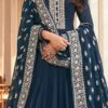 Jasmin Bhasin Teal Blue Georgette Embroidery Floor Anarkali Suit Party Wear