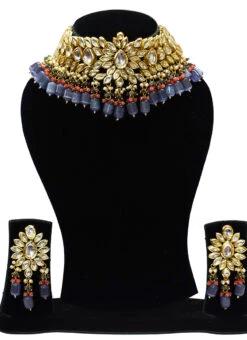 Kundan Pearl Bridal Necklace Set Party Wear -ZariGrace Shop kundan pearl bridal necklace set jyddrj103325h b