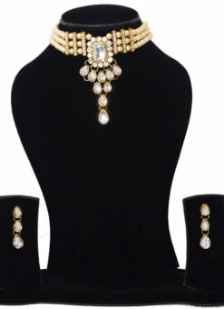 Kundan White Chokar Set Party Wear -ZariGrace Shop kundan white chokar set jynsddrj9731h b
