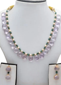 Lavender Alloy Stone Necklace Party Wear -ZariGrace Shop lavender alloy stone necklace jynsjde1648 b