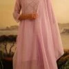 Lavender Chanderi Silk Embroidered Dupatta Party Wear -ZariGrace Shop lavender chanderi silk embroidered dupatta dpbadcsdul01 l