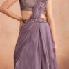 Lavender Chinon Silk Embroidered Ready Pleated Saree Party Wear -ZariGrace Shop lavender chinon silk embroidered ready pleated saree saska36337311d l