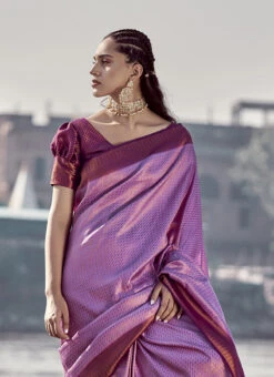 Lavender Color Softy Kanjivaram Chaap Dying Saree Festive Wear -ZariGrace Shop lavender color softy kanjivaram chaap dying saree samam1775 b