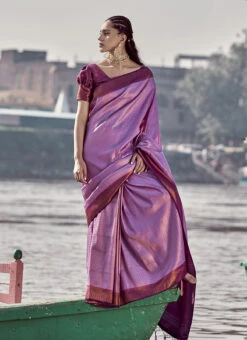 Lavender Color Softy Kanjivaram Chaap Dying Saree Festive Wear -ZariGrace Shop lavender color softy kanjivaram chaap dying saree samam1775 u