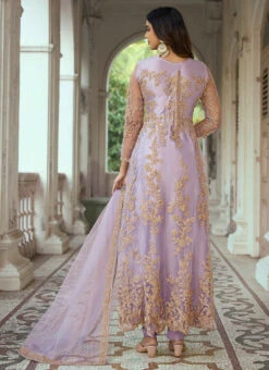 Lavender Georgette Embroidery Sequins Anarkali Suit Party Wear -ZariGrace Shop lavender georgette embroidery sequins anarkali suit slska42401003 b