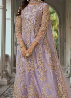 Lavender Georgette Embroidery Sequins Anarkali Suit Party Wear