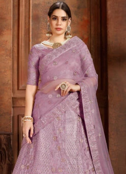 Lavender Net A Line Lehenga Party Wear -ZariGrace Shop lavender net a line lehenga ghmkns3304 b