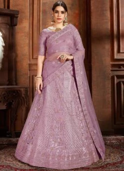 Lavender Net A Line Lehenga Party Wear -ZariGrace Shop lavender net a line lehenga ghmkns3304 u