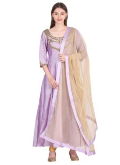 Lavender Taffeta Silk Embroidery Anarkali Suit Party Wear -ZariGrace Shop lavender taffeta silk embroidery anarkali suit slkifh9900536 u