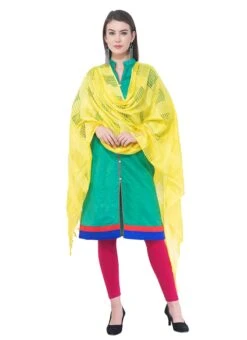 Lemon Yellow Cotton Weaving Work Dupatta Work Wear -ZariGrace Shop lemon yellow cotton weaving work dupatta dpdmimfd095 u