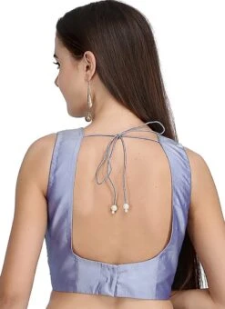 Light Blue Art Silk Embroidered Blouse Festive Wear -ZariGrace Shop light blue art silk embroidered blouse bldiw24 b