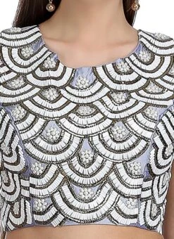 Light Blue Art Silk Embroidered Blouse Festive Wear