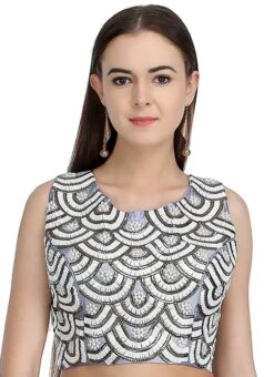 Light Blue Art Silk Embroidered Blouse Festive Wear -ZariGrace Shop light blue art silk embroidered blouse bldiw24 u