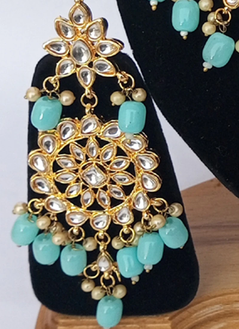 Light Blue Necklace Set Wedding Wear 3 Light Blue Necklace Set Wedding Wear