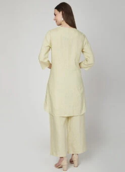 Light Cream Linen Kurta Palazzo Set Work Wear 9 Light Cream Linen Kurta Palazzo Set Work Wear -ZariGrace Shop light cream linen kurta palazzo set krsdvcsvts31 b