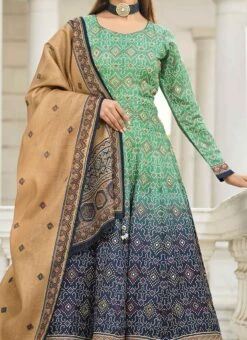 Light Green Art Silk Gown Party Wear