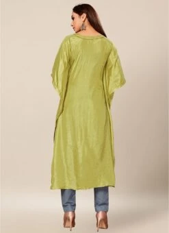 Light Green Dola Silk Kaftan Work Wear -ZariGrace Shop light green dola silk kaftan krsakf1106 b