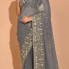 Light Grey Georgette Hand Work Saree Festive Wear -ZariGrace Shop light grey georgette hand work saree sadsf4628 l