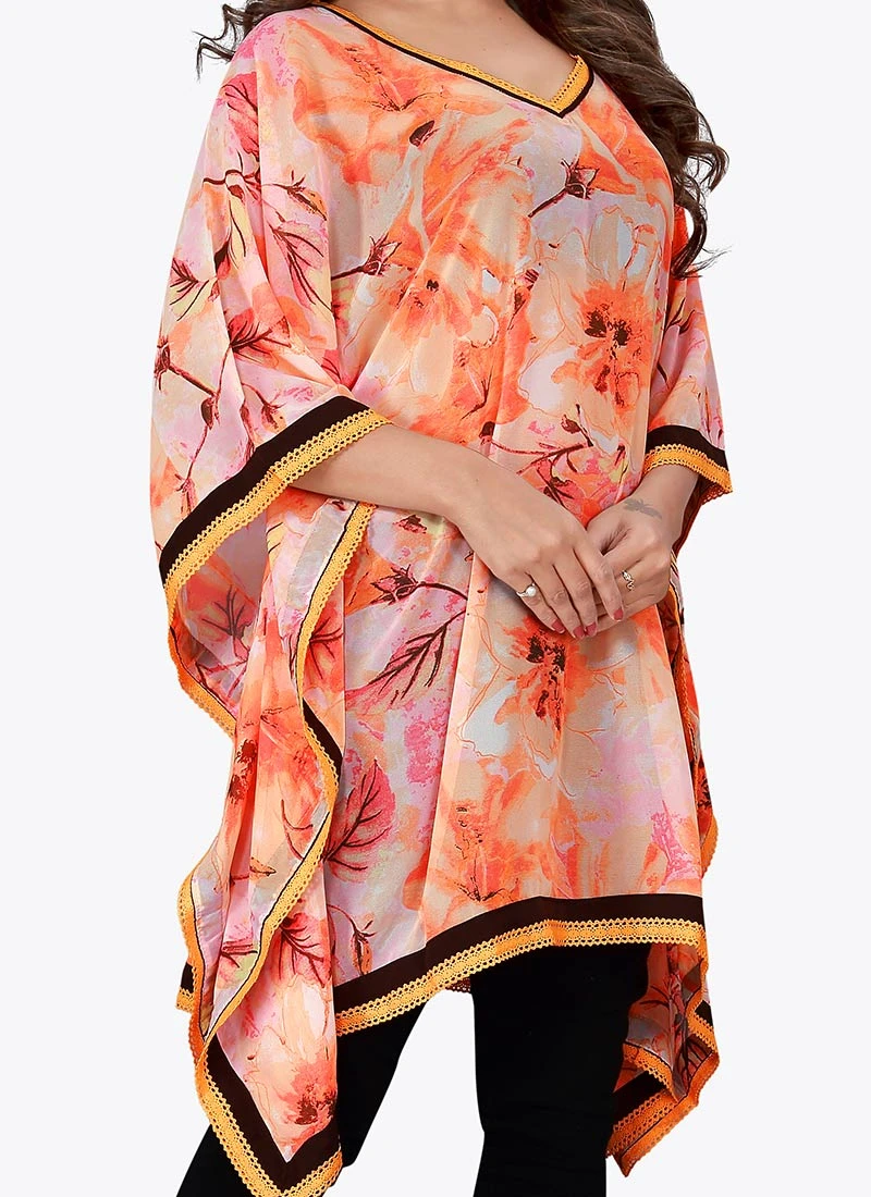 Light Orange Georgette Kaftan After Six Wear 3 Light Orange Georgette Kaftan After Six Wear