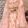 Light Peach Art Silk Embroidered A Line Lehenga Wedding Wear -ZariGrace Shop light peach art silk embroidered a line lehenga ghssit32905 l