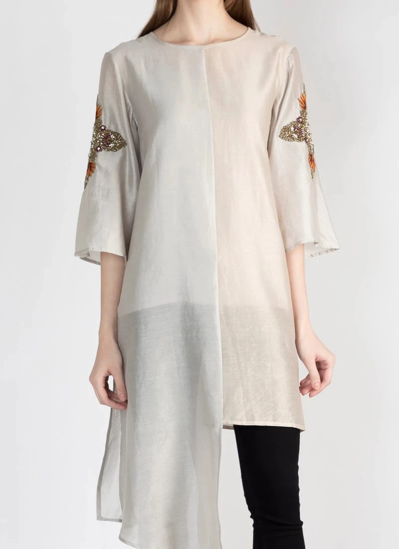 Light Peach Silk Kurta Straight Pant Set Work Wear 3 Light Peach Silk Kurta Straight Pant Set Work Wear