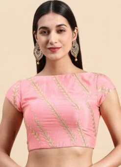 Light Pink Embroidered Chiffon Blouse Wedding Wear -ZariGrace Shop light pink embroidered chiffon blouse BLBS02303833 u