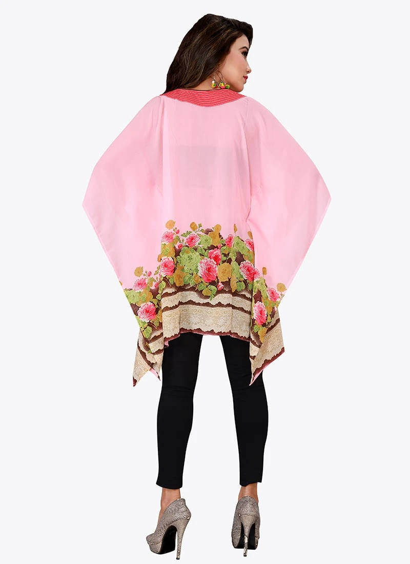 Light Pink Georgette Kaftan After Six Wear 6 Light Pink Georgette Kaftan After Six Wear - Image 4