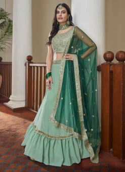 Light Pista Green Embroidery Satin Silk Lehenga Choli Wedding Wear -ZariGrace Shop light pista green embroidery satin silk lehenga choli ghsir2904 u