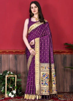 Litchi Silk Purple Color Weaving Work Saree Party Wear 8 Litchi Silk Purple Color Weaving Work Saree Party Wear -ZariGrace Shop litchi silk purple color weaving work saree sasprt7784 u