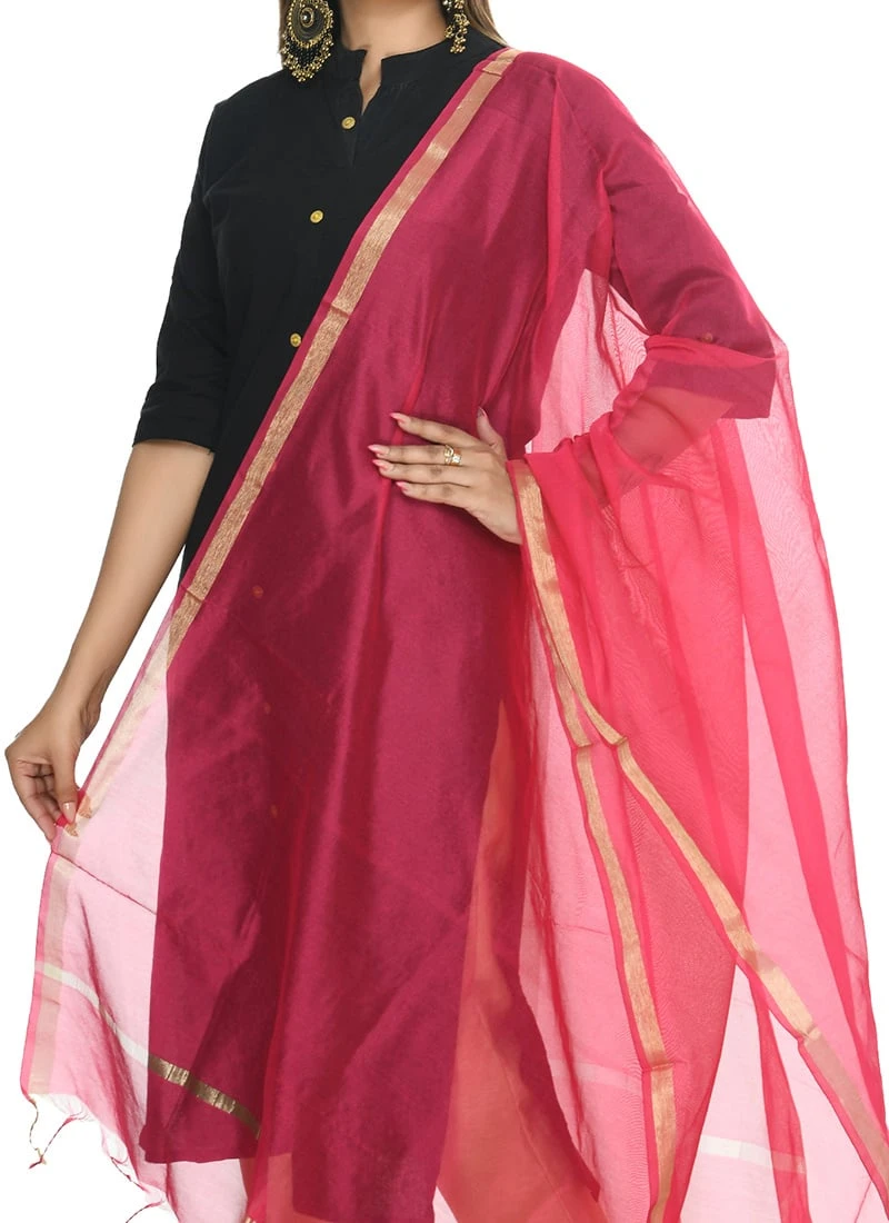 Magenta Chanderi Cotton Dupatta Festive Wear 3 Magenta Chanderi Cotton Dupatta Festive Wear