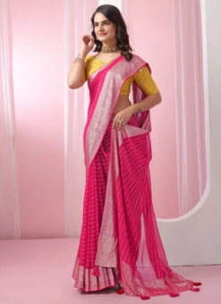 Magenta Faux Georgette Saree After Six Wear -ZariGrace Shop magenta faux georgette saree sasacw9134 u