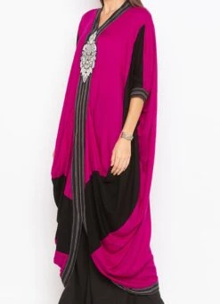 Magenta N Black Cotton Embroidered Kurta Palazzo Set After Six Wear