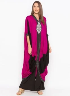 Magenta N Black Cotton Embroidered Kurta Palazzo Set After Six Wear -ZariGrace Shop magenta n black cotton embroidered kurta palazzo set krsmnc1958ks u